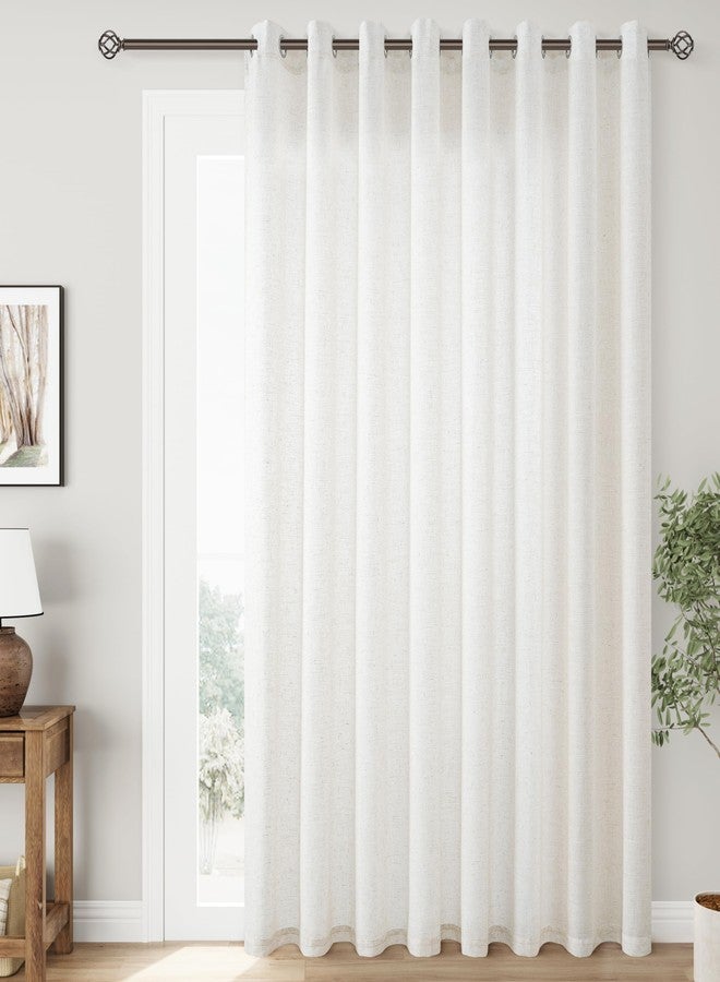 Nanspring Extra Wide 100 inch Linen Curtains for Living Room Divider Light Filtering Semi Sheer Patio Curtain for Sliding Door Natural Coastal Decor Sunroom Floor to Ceiling Window Drapes Panels 100" Wide - Image 1